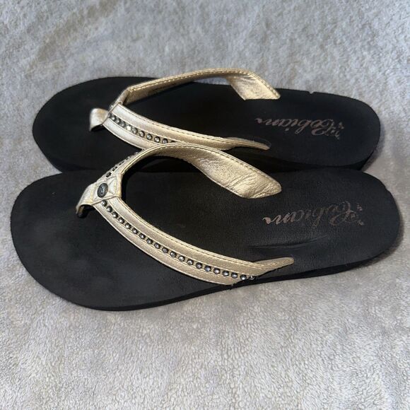 Cobian Flip Flops Women 8 Tiffany II Mid-Wedge Gold Rhinestones Cushioned - Picture 1 of 7